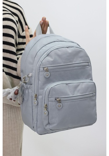 Sevimli Peluş Figürlü Günlük Kadın Sırt Çantası Şık, Kullanışlı, Okula Ve Seyahate Uygun Gri