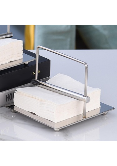Homyl Kağıt Mendil Dispenseri Kafe Kartları Havlu Organizasyon Gümüş