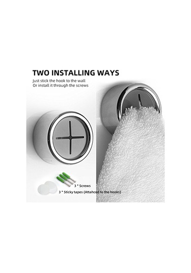 Ximistore9 3'lü Yuvarlak Abs Duvar Takımı - İz Olmadan Yapıştırıcı, Çocuk Dost, Banyo/mutfak Kullanıma Uygun Gümüş