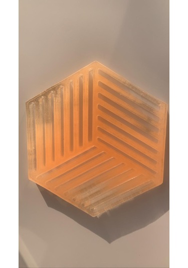 Turuncu Simli Süslemeli Epoksi Bardak Altlığı Geometrik Desen Turuncu