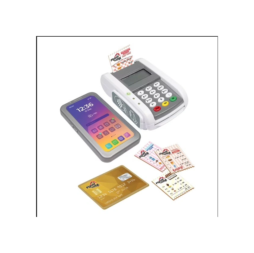 Pilli Işıklı Sesli Elektronik Oyuncak Pos Cihazı Seti Evcilik Market Oyuncağı