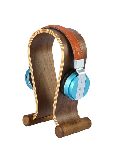 Teltree Kahverengi Ceviz Ahşap Kulaklık Tutucu - Omeğa Şekli, Oyun Ve Tüm Kulaklıklara Uygun, Ofis/ev Masaüstü Dekoratif Aracı