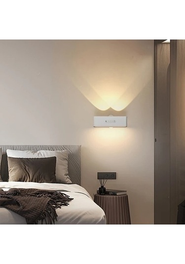 Fastbuy Gvtco Beyaz 2 Adet Led Duvar Lambası Şarj Edilebilir 3 Renk 360 Derece Dönebilir Aydınlatma Ürünü Beyaz