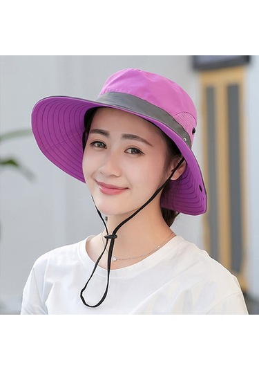 Uv Işınlarına Karşı Koruyucu Geniş Kenarlı Kadın Şapkası - Hafif Ve Konforlu Güneşten Korunma Aksesuarı Mor