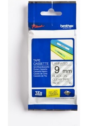 Brother P-Touch Tze-121 Tze-Tape 9Mm  Şeffaf Üzerine Siyah Laminas