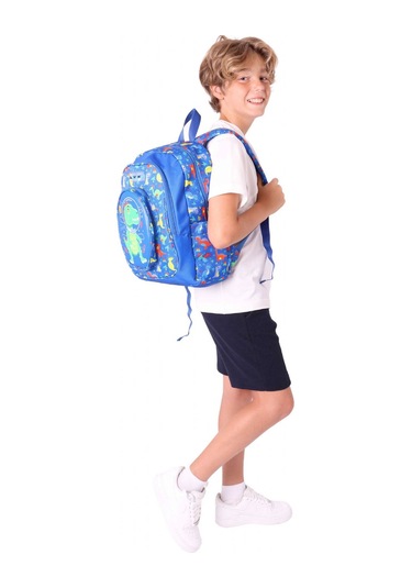 Kaukko Kids Üç Gözlü Erkek Çocuk Okul Sırt Çantası 3d Dinazor Detaylı - L5262 Mavi - Yeşil
