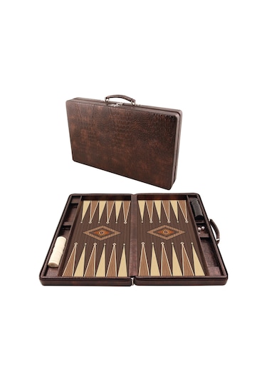 Deri Çantalı Tavla Orta Boy