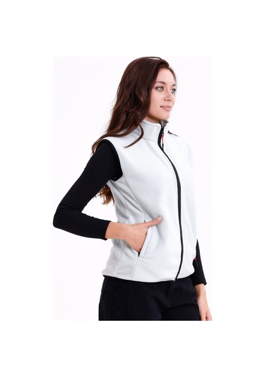 Monox Kadın Slim Fit Tam Fermuarlı Polar Yelek Yeşil