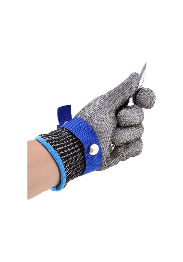 Mufunye L Beden Mavi Kanca Inox Tel Eldiveni - Kesiciye Dayanıklı, Çizik Koruyucu, Tek Adet Sağ/sol El Uyumlu