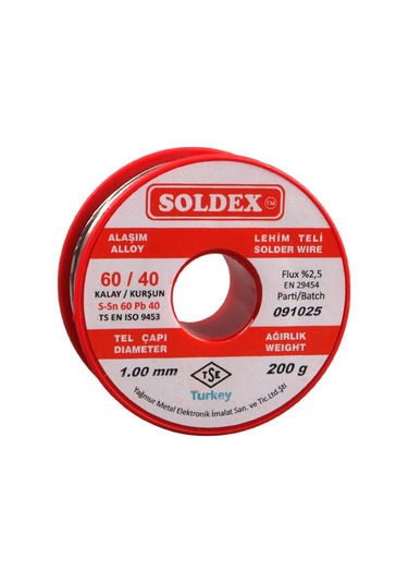 Soldex 1.00mm Kalın 200 Gram Kalın Lehim Teli Sn60 Pb40