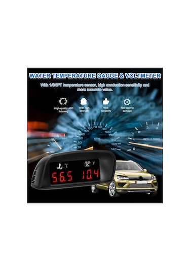 2 İn 1 Universal Araç Dijital Göstergesi Su Sıcaklığı Gerilim Ölçer Voltmetre 936v 18npt İle
