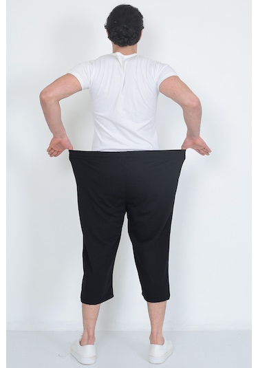 Lukitus Battal Büyük Beden Kapri Erkek Eşofman Altı Siyah