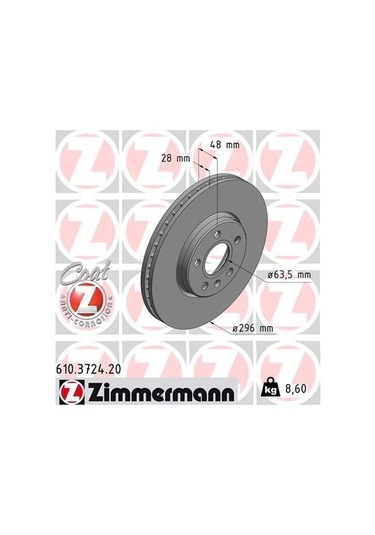 Zımmermann 610.3724.20 - Arka Fren Disk Adet Volvo S60 2019 S90