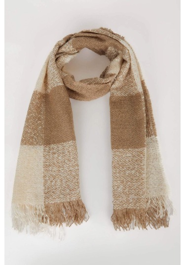 DeFacto Kadın Kareli Püsküllü Atkı A6639AX24WNBG123