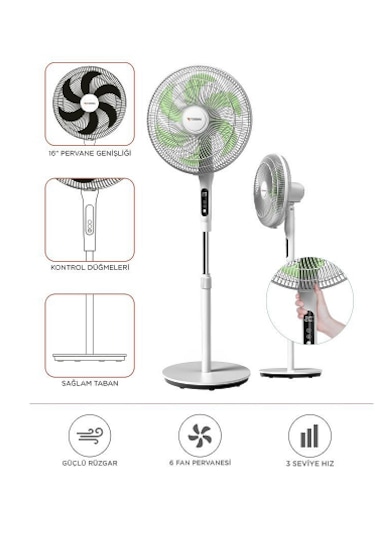 Torima SF-05 Ayaklı 50 W 6 Pervaneli 16'' Kumandalı Diğital Ekranlı Vantilatör