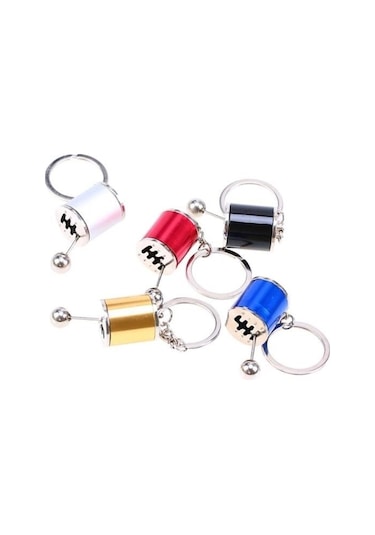 Buffer Hareketli Araba Vites Anahtarlık Altı Hız Manuel Vites Dişli Shifter Topuzu Metal Anahtarlık Çok Renkli