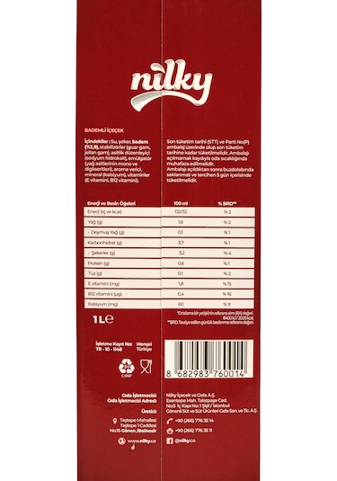 Nilky Almond Badem Sütü 1 L