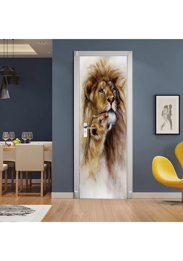 Aslan Ve Doğa İfade Boyama Kapı Etiket Ev Ev Kapısı Etiket Duvar Sanatı Kapı Buzdolabı Mıknatısı Posteri Yaratıcı Diğer
