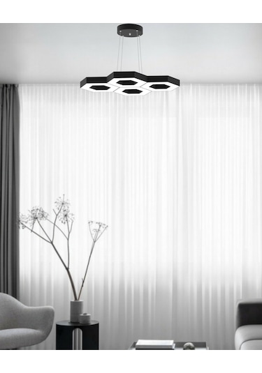 Stella Siyah Kasa, Beyaz Işık Modern Sarkıt Led Avize Siyah