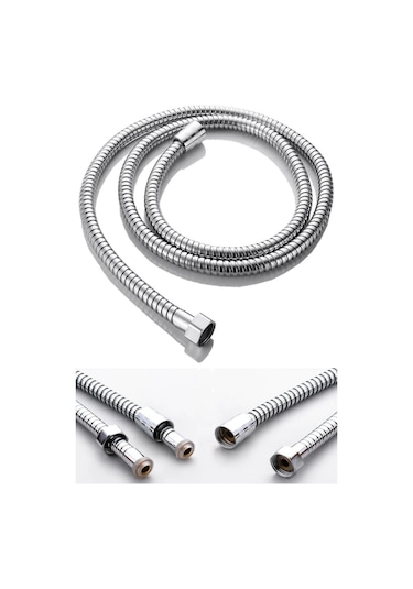 1.sınıf Dayanıklı Spiral Duş Hortumu Metal Örgülü 1.5 M Kyk1012 Gümüş