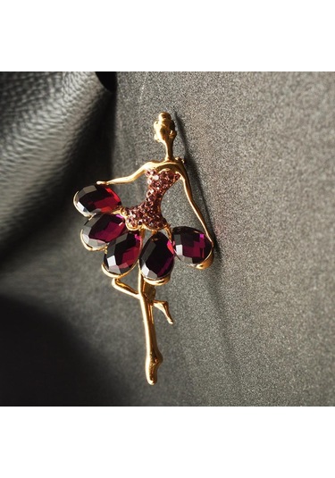 Suntek Charm Güzel Kristal Noel Bale Kız Broş Pin Giyim