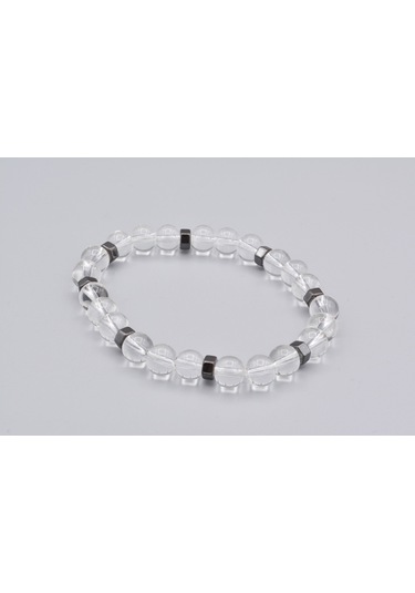 Hakiki Doğal Hematitli Kristal Kuvars Taşı Bileklik Gri
