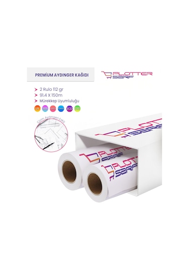 PlotterSarf® Pkop Ozalit Aydınger Kağıdı112gr Rulo 91.4cmx150mt 2