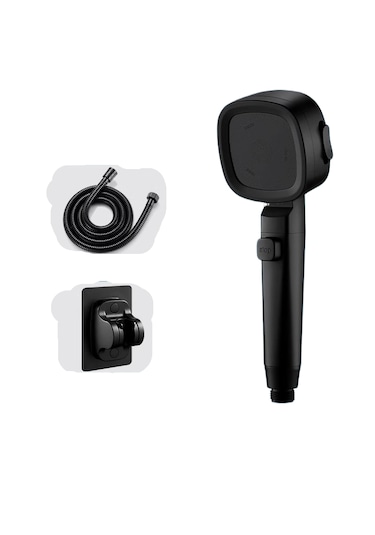 Üç Modlu Su Akışı Ayarlanabilen Yüksek Basınçlı Duş Başlığı Siyah