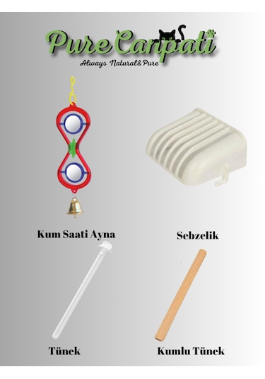 Purecanpati Aynalı Kum Saati Şekilli Oyuncak Ve Kafes Aksesuarset
