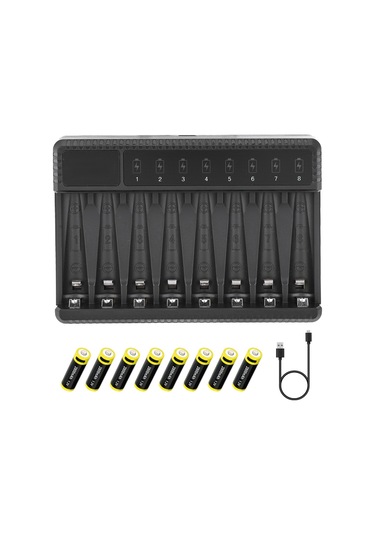 Vkemall Seıvı 8 Liçinli Usb Akıllı Şarj Cihazı Ni-mh Ni-cd Aa Aaa Pil İçin, Otomatik Korumalı, Taşınabilir Seyahat Modeli Piller Dahil Değil