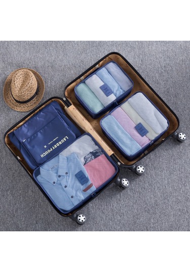 Valiz Seyahat Çanta Düzenleyici 6 Parça Bavul Düzenleyici Mavi Lacivert