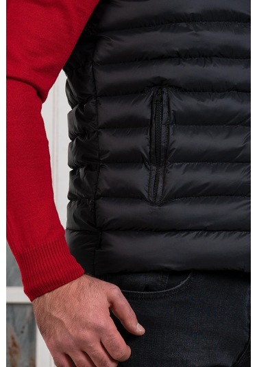 Slimfit Dik Yaka Fermuar Kapamalı Erkek Kapitone Yelek 001