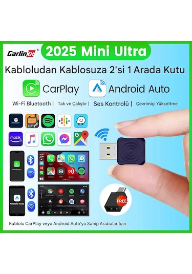 Carlinkit Mini Ultra 5.0 Kablosuz Carplay & Android Auto Adaptörü