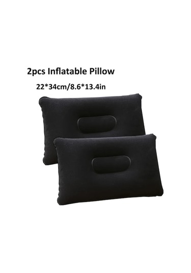 Trendooze Sunshine022 Siyah 2li Şişme Kamp Yastığı Seyahat Ofis Hiking Taşınabilir Siyah