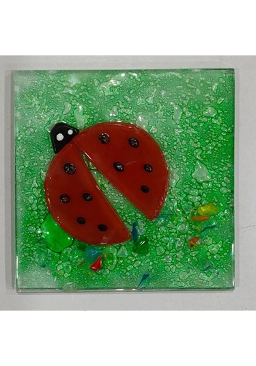 Şeker Portakalım Uğur Böceği Desenli Banyo Cam Gider Kapağı Süsü Beyaz - Kırmızı