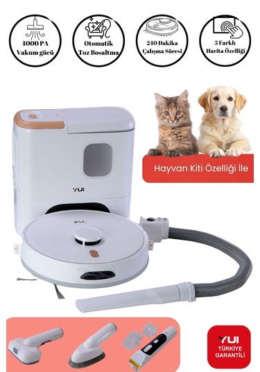 Yui RS16 Pro Max Pet Kit Özellikli Akıllı Robot Vacuum & Mop Süpürge