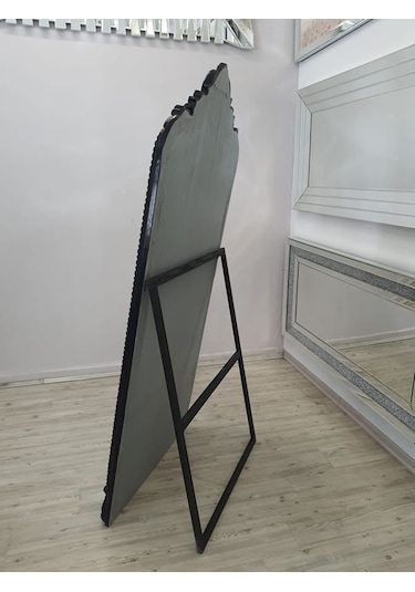 Ayna Denizi Princess Black Model Siyah Renk Dekoratif Ayaklı Boy Aynası Siyah