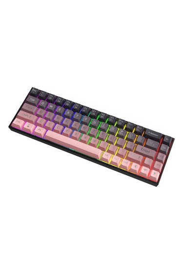 Ak680 Kırmızı Switch Hot-swap Kablolu Mekanik Oyuncu Gaming Klavye - Pembe