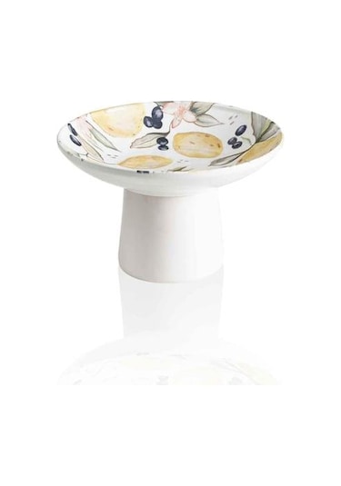The Mia Limoncello Ayaklı Servis Tabağı 20 Cm Lmn018 Beyaz