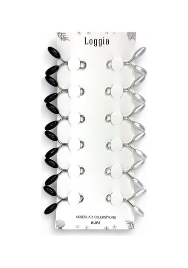 Eşarp Şal Klipsi 12 Adet Arpa Model Klips 6 Siyah Ve 6 Beyaz Kadın Tesettür Aksesuar İğne Siyah - Beyaz
