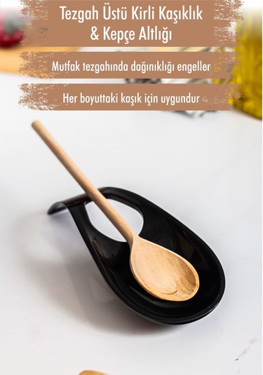 Akrilik Siyah Tezgah Üstü Kirli Kaşıklık & Kepçe Altlığı