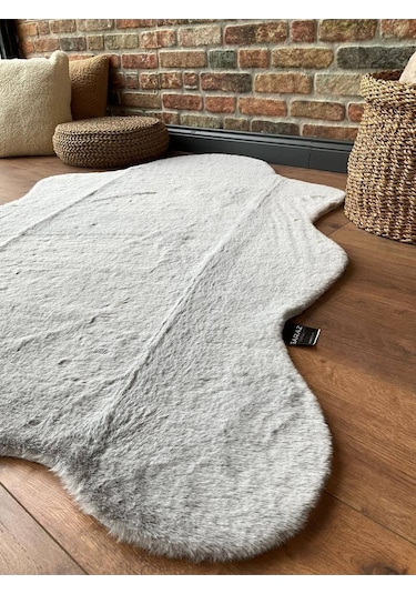 Saraz Halı Tavşan Tüyü Post Peluş Ultra Yumuşak Post Puffy Gri