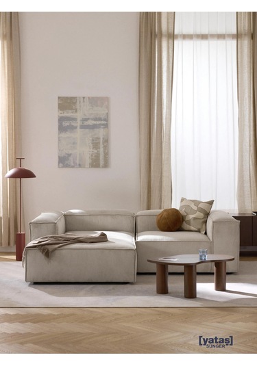 Most Mollis Plus Sol 2 Modül Köşe 01 Fitilli Kırık Beyaz Kadife K