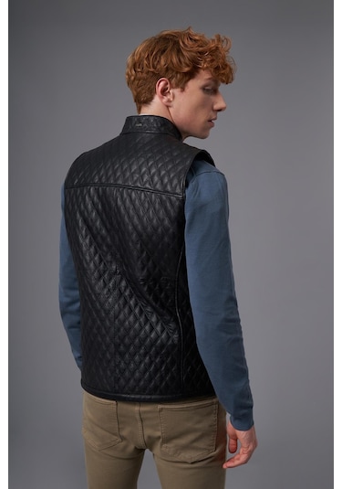 Luca Siyah Deri Yelek 118520 001