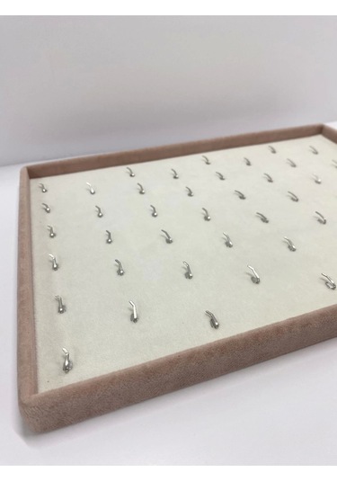 Yerli Üretim Süet Kumaş Gri Renk Kolye Ucu Servis Sunum Tablası Çok Renkli