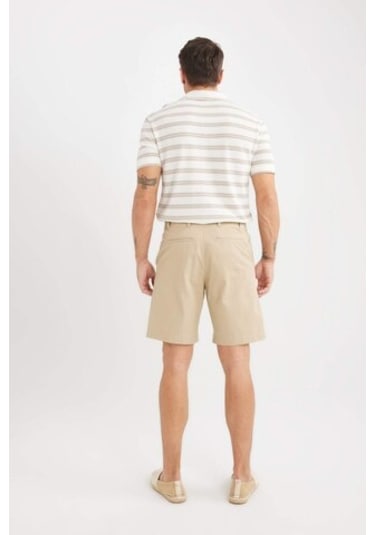 Defacto %100 Pamuk Regular Fit Gabardin Bermuda Şort C7684ax25spbg717 Bej