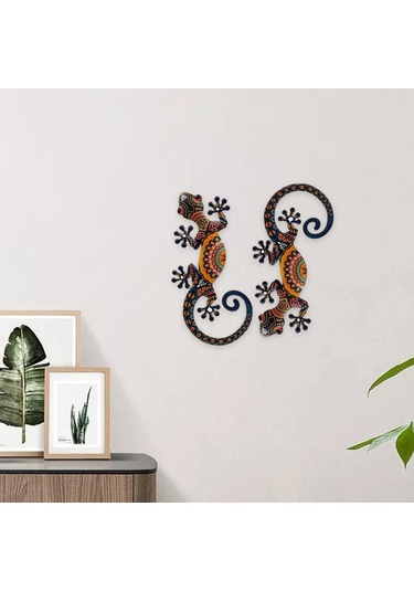 Homyl 2x Metal Gecko Duvar Sanatı Dekoru 5.91" İç Mekan Yükseklik 15cm