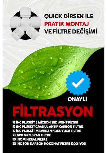 Pluskit 8 Litre 15 Aşama Mineralli 75 Gpd Su Arıtma Cihazı Ks0010