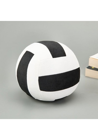 Evidea Soft Voleybol Topu Figürlü Yastık - Siyah / Beyaz - 20 Cm Siyah / Beyaz