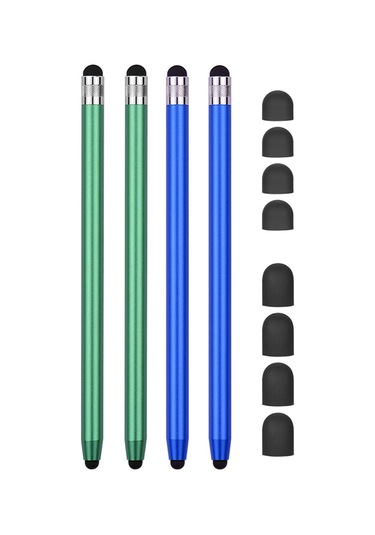 Singree 2si 1 Arada Evrensel Dokunmatik Kalem Tüm Tablet Telefonlar 8 Yedek Yumuşak Uç 4 Adet 2 Mavi 2 Yeşil